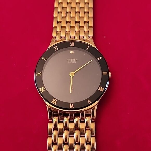 Citizen Accessories - Vintage Citizen Quartz 18K Gold Plated Roman Numeral Watch